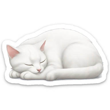 White cat laying down sleeping  sticker