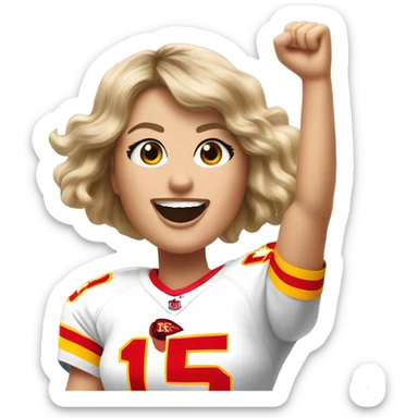 Taylor swift cheering at a chiefs game sticker