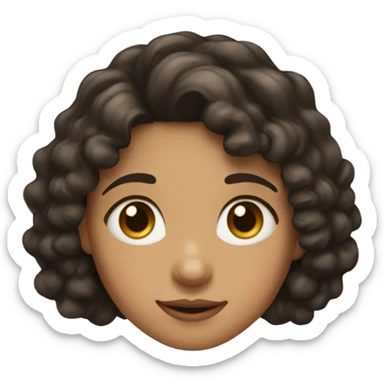 A girl with dark brown mild Curley hair with two dimples below her nose but above her lip and another dimple under her right eye  sticker