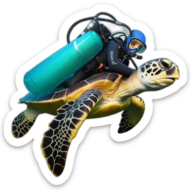 scuba diver, sea turtle sticker