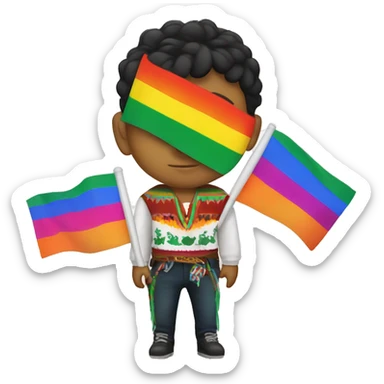 Lil Mexican boy with gay flags sticker