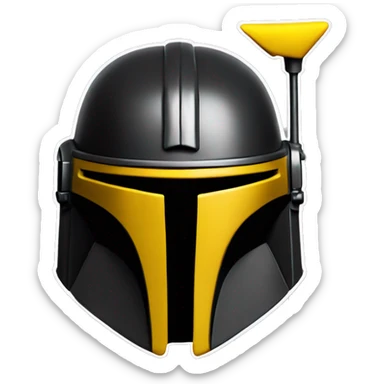 Mandalorian helmet black and yellow with antenna sticker