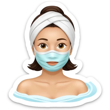 Lady with face mask spa beauty full face relaxing sticker