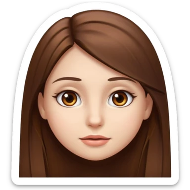 Girl emoji with straight long brown hair and brown eyes with long eyelashes  sticker