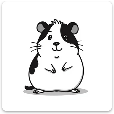 hand-drawn doodle black line drawing of a guinea pig sticker