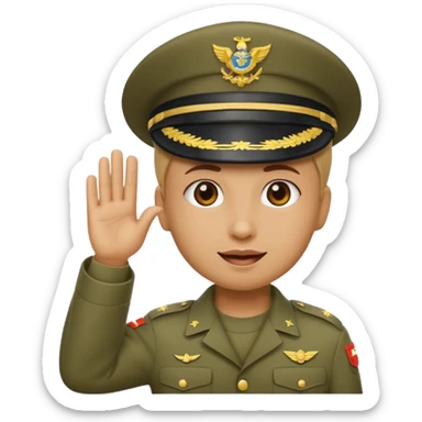 Emoji a la mitad saludo militar sticker