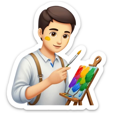 artist painting on canvas sticker