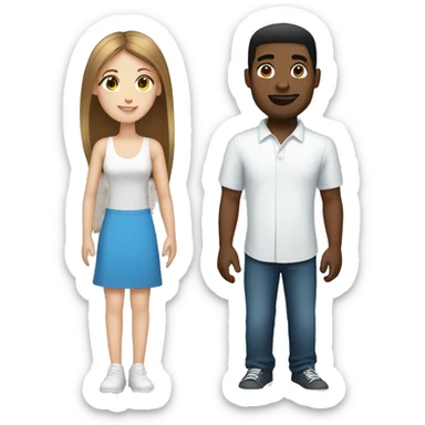 Black Boyfriend and white girlfriend with brown hair and blue eyes sticker