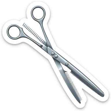 Make into an emoji with hair shears and a comb 2D sticker