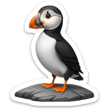 cute puffin standing on a rock sticker