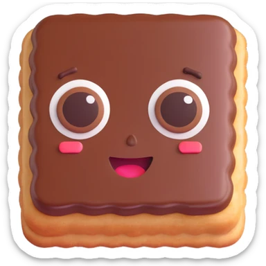 Rectangular chocolate mini pastry, palav mischievous eyes, tilted slightly, small grin, text above: "ПАСТИЧКА", chibi style, Twitch emoji style, transparent background, colorful

 sticker