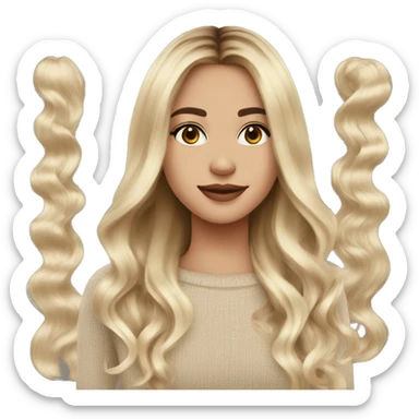 Blonde balayage long hair women beige sweater sticker