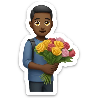 Someone handing flowers sticker