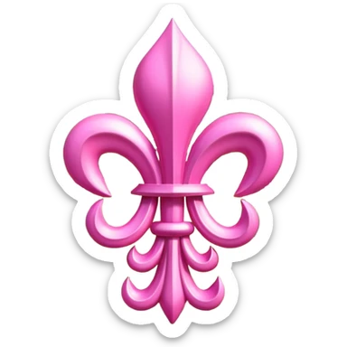 Jeff Koons style pink fleur de lis sculpture in a garden landscape  sticker