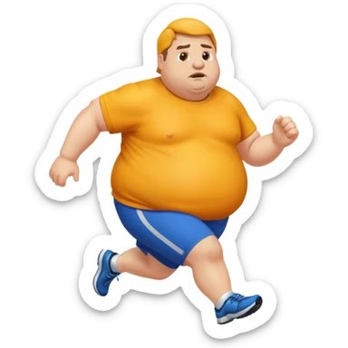 Fat man running sticker