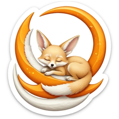 fennec sleeping on a moon sickle  sticker