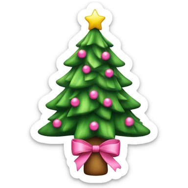 Christmas tree with pink bows decoration  sticker