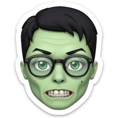 A zombie with glasses black hair and diamond teeth sticker