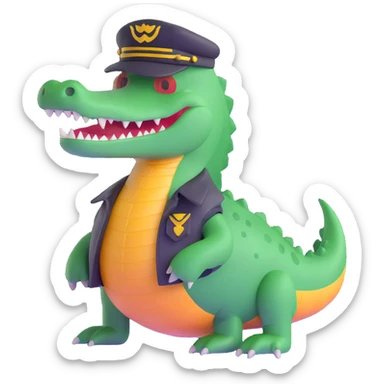 crocodile with pilot hat sticker