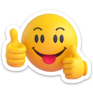 3D smiley emoji, round shape, thumbs down, with the text "dislike" sticker