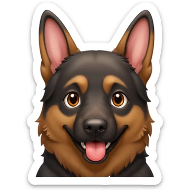 cartoon style dark German Shepherd dog with longer tongue hanging out  sticker