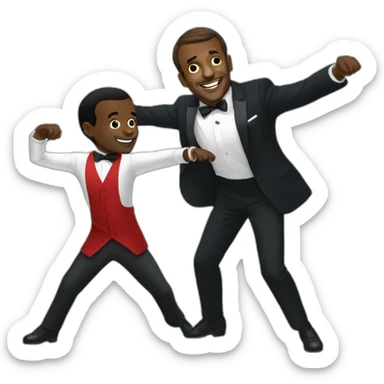 Emmanuel Macron dancing tango with a black man sticker
