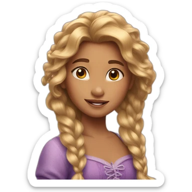 a girl with rapunzel hair sticker