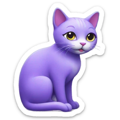 purple cat with a flower sticker