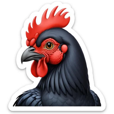 Ayam cemani rooster with black wattle black beak black comb black sticker