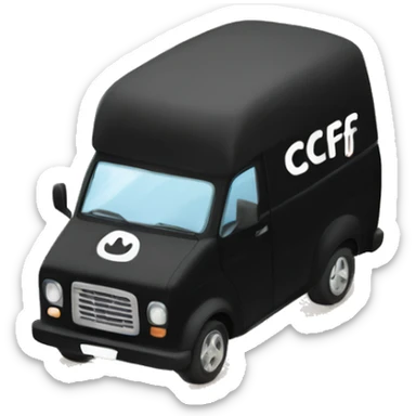 Black van emoji with the words CCF FLOORS written across the side sticker
