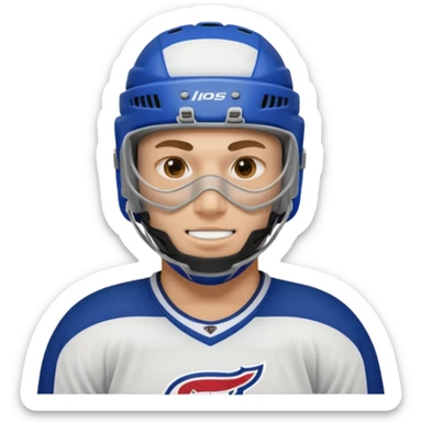 Hockey player with a mask sticker