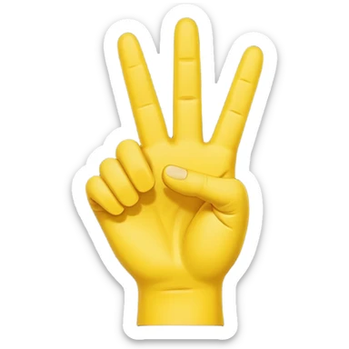 Right yellow hand
Peace sign but with thumb extended out  sticker