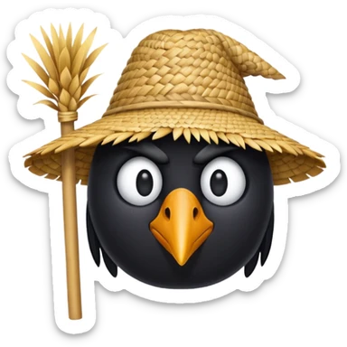 straw crow sticker
