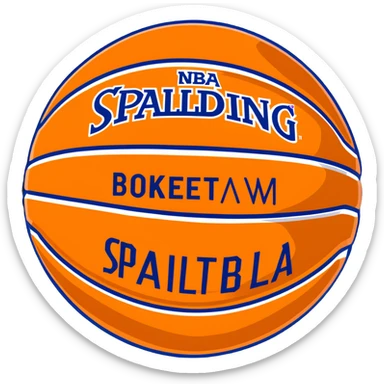 Minimalist Spalding basketball with NBA logo, orange with black lines sticker