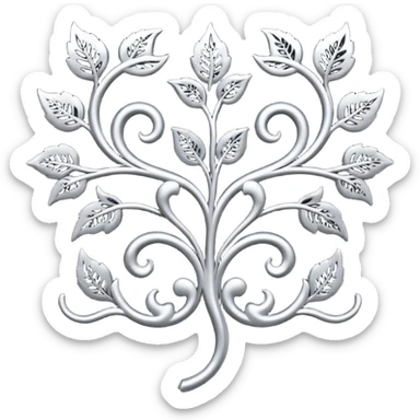 Black and silver filigree vine design, 3D, extremely detailed design sticker