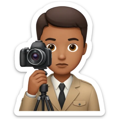 a journalist with a camera sticker