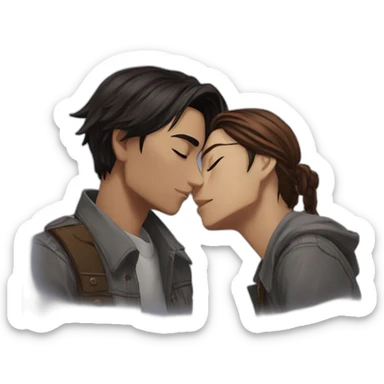 Levi Ackerman and Hanji Zoë kissing sticker
