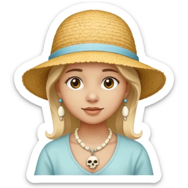 Hatted ancient girl wearing Bone Necklaces sticker