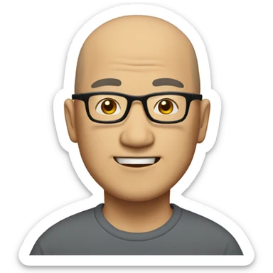 middle aged bald asian man with glasses sticker
