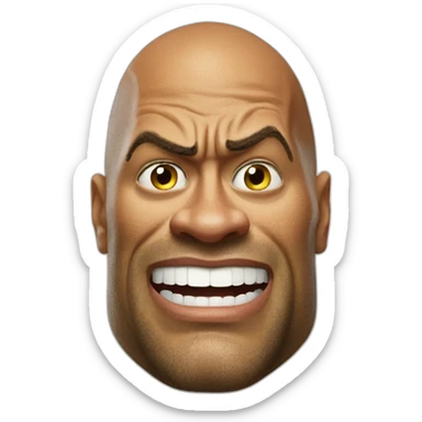 dwayne johnson, with shrek face, angry sticker
