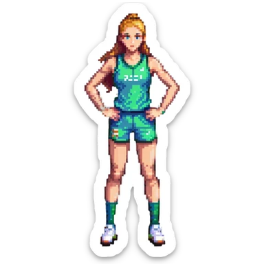 female athlete full body in sports kit standing sticker