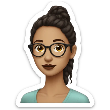 Young brunette woman with glasses and septum piercing sticker