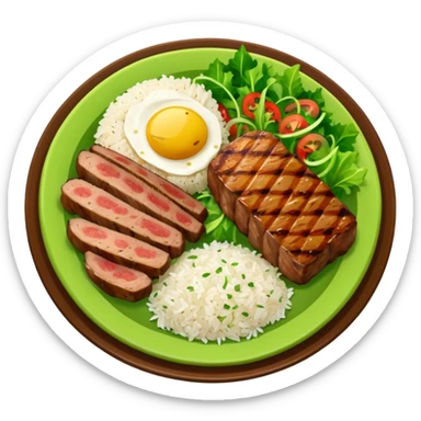 Brazilian dish with salad, rice and meat sticker