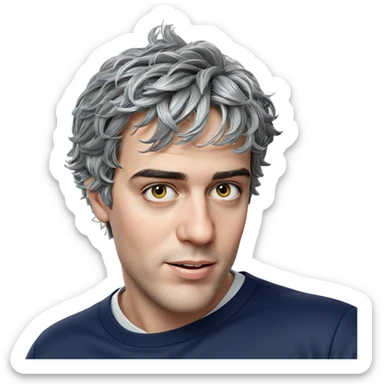 grey haired boy portrait sticker