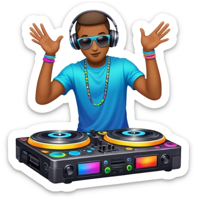 dj with turn tables  sticker