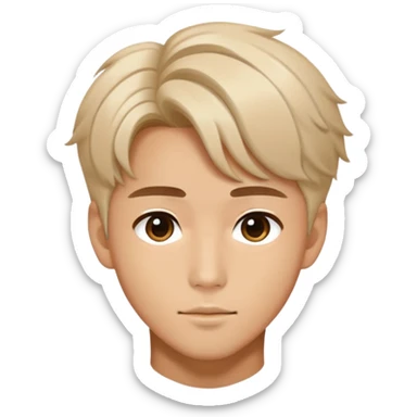 Handsome K-pop male idol face with stylish hair sticker