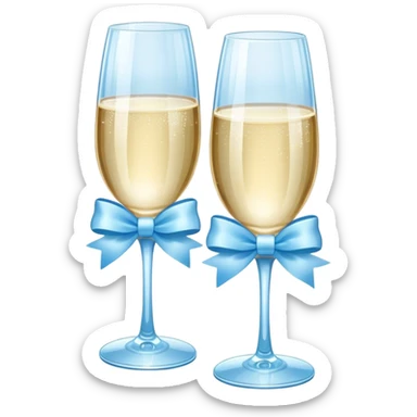 two light blue champagne glass with light blue bow  sticker