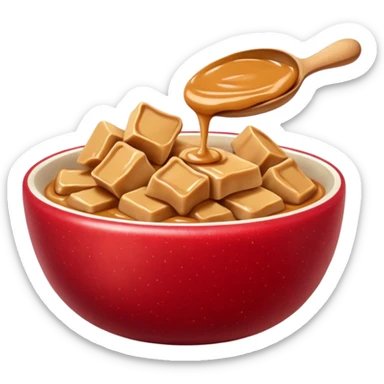 apple chunks in bowl with peanutbutter sticker