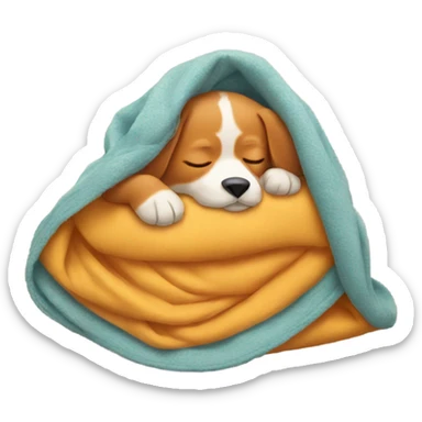 Ginger dog sleeping in a cozy blanket sticker