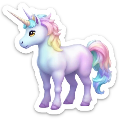 Shiny Sparkly Colorful Fluffy beautiful fantasy unicorn horn Kawaii Ethereal Anthro Sona Fakemon-animal Full Body sticker